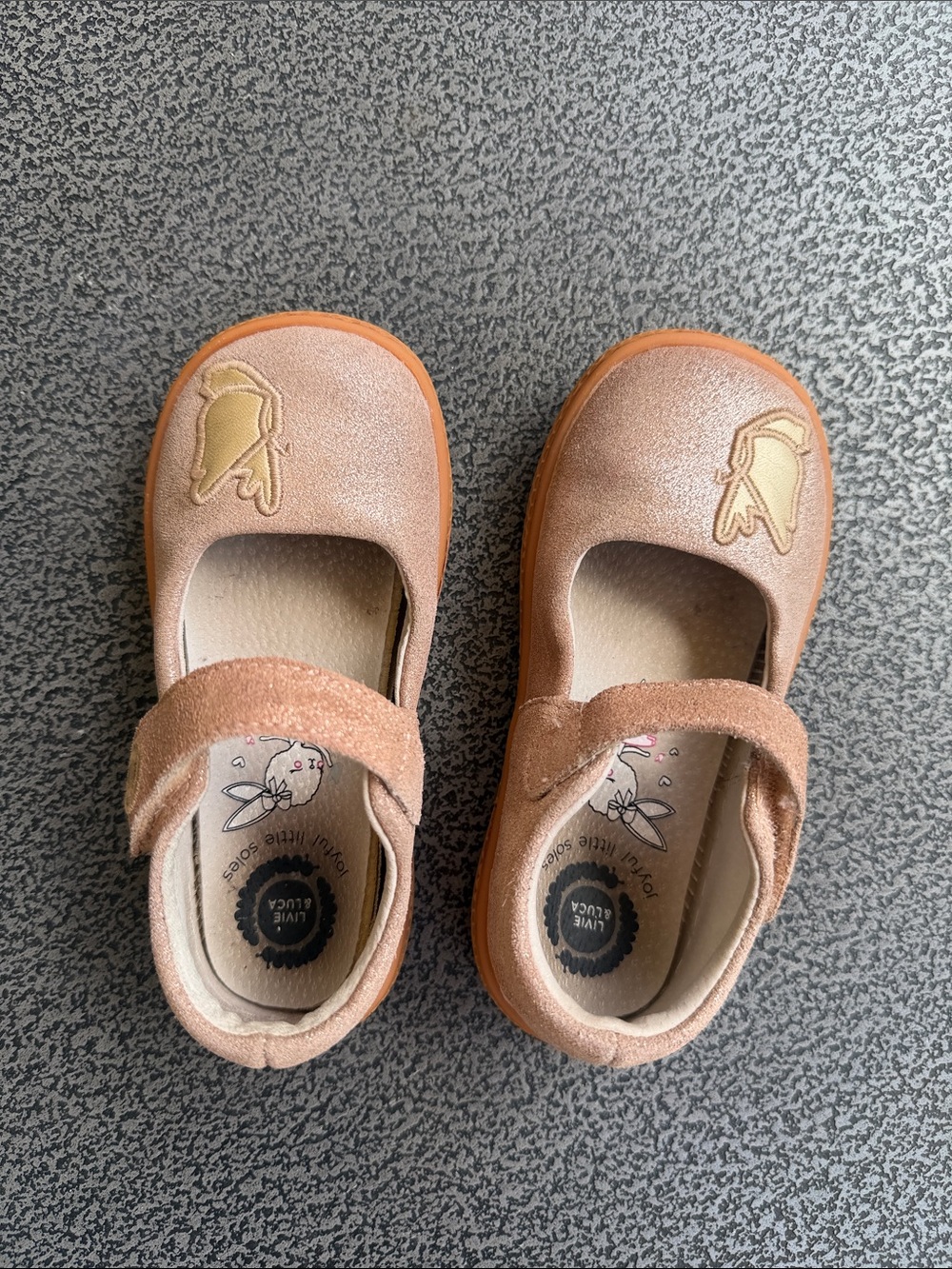 Livie & Luca Girls Mary Janes in Leather Rose Gold Sparkle